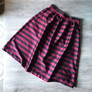 Satin Raspberry and Black Striped Skirt